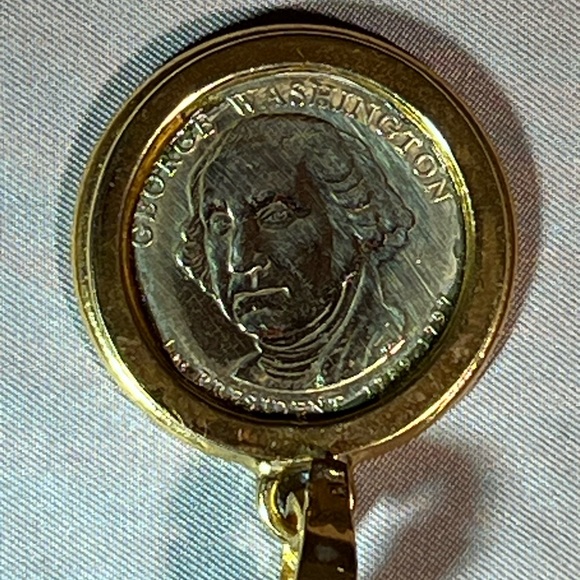 Authentic US $1.00 Coin Charm, Gold Tone Frame & Clasp. Suitable for a necklace. - Picture 2 of 6